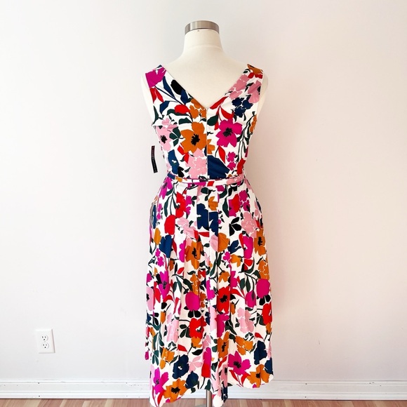 NWT Donna Morgan Bright Floral Midi Dress with Pockets Flattering - Picture 4 of 8